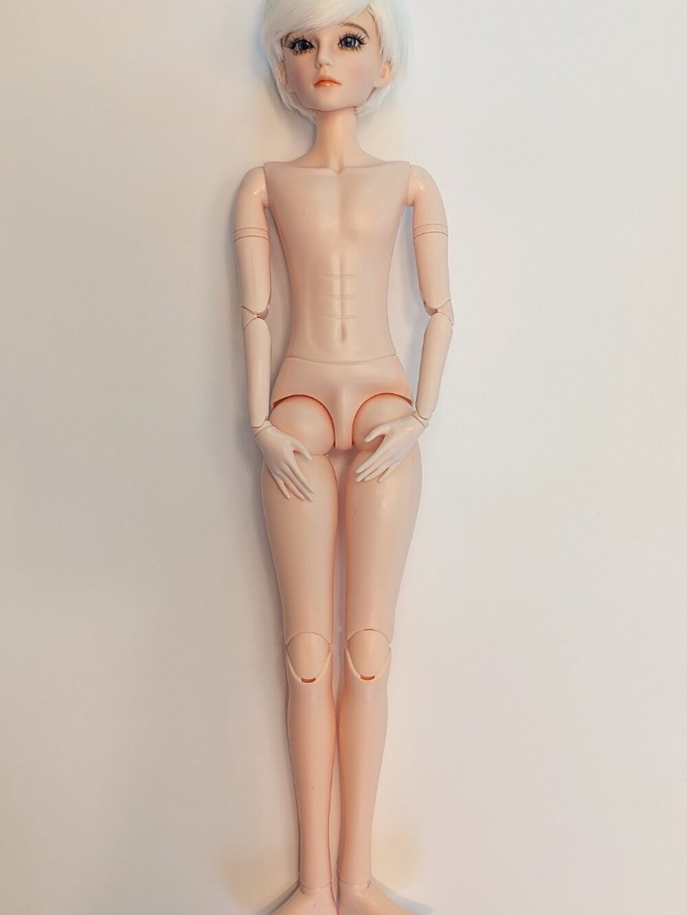 1/3 (60cm) Handpainted BJD Doll: 21 Movable Joints, 3D Eyes (Blue), White Wig